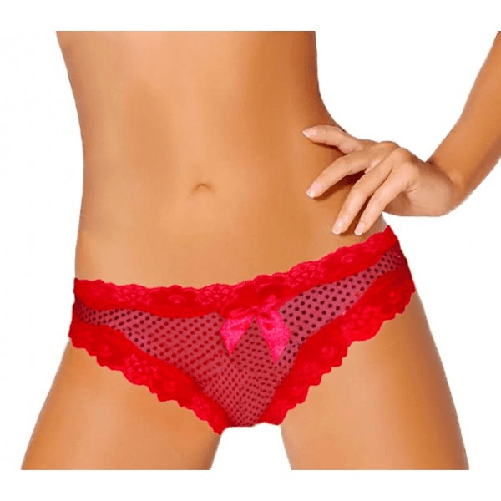 Trade Shop Traesio-slip Donna Rosso Brasiliana Comet Con Lucenti Pois E Bordi Merlettati - L-xl Taglia S-M