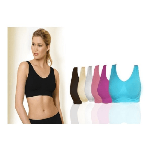 Trade Shop Traesio-set 6 Reggiseni Senza Ferretto E Cuciture Modellante Sportivo Donna Contenitivo - L