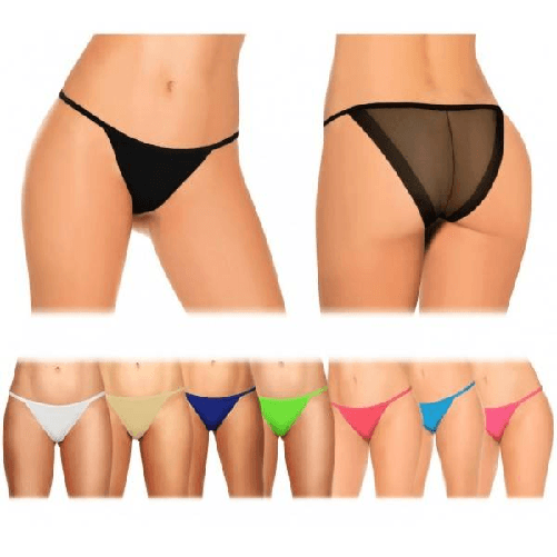 Trade Shop Traesio-pack Da 12 Tanga Sexy Mod. Shila Colori Assortiti Retro Trasparente F6254 - L-xl