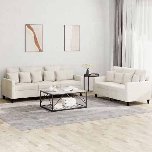 vidaXL Set di Divani 2 pz con Cuscini Crema in Velluto
