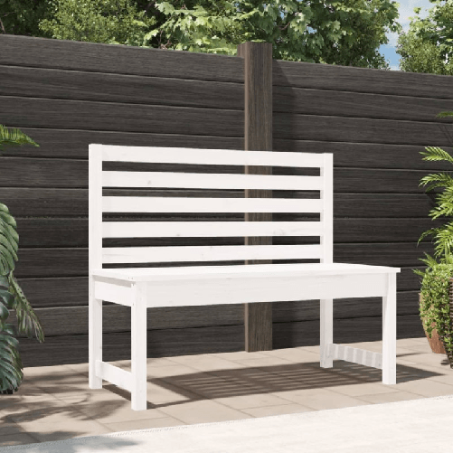 Panca da Giardino Bianca 109 cm in Legno Massello di Pino