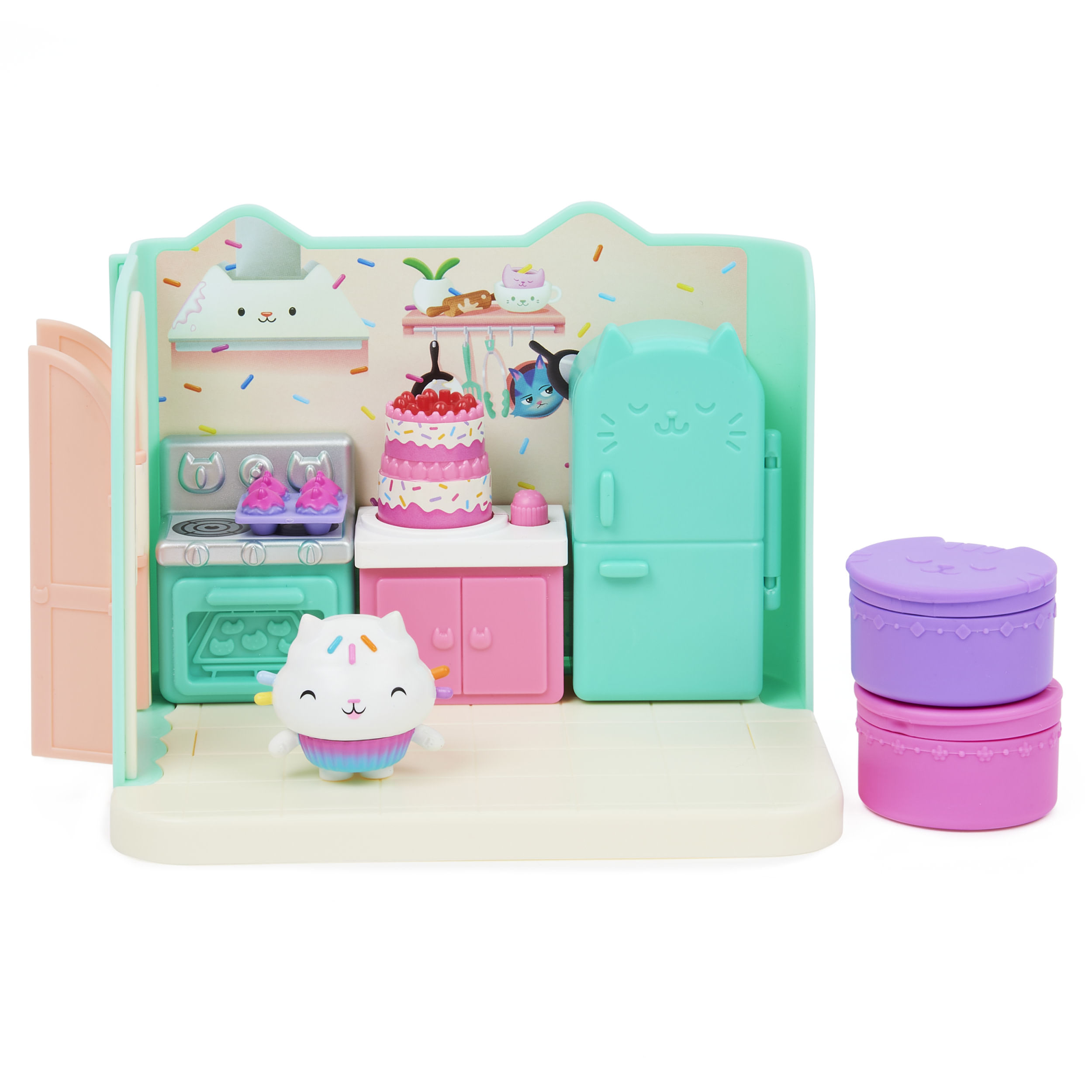 Spin Master Gabby's Dollhouse , La cucina di gattino Dolcetto, mini playset stanze della casa