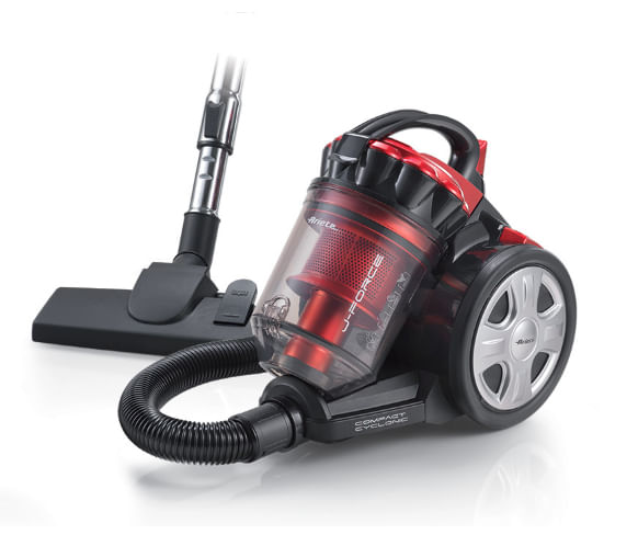 Ariete 2753 J-Force - Aspirapolvere senza sacco - Tecnologia multiciclonica - Tubo telescopico - Filtro Hepa - Cavo 5 metri - 700 Watt - Rosso e Nero