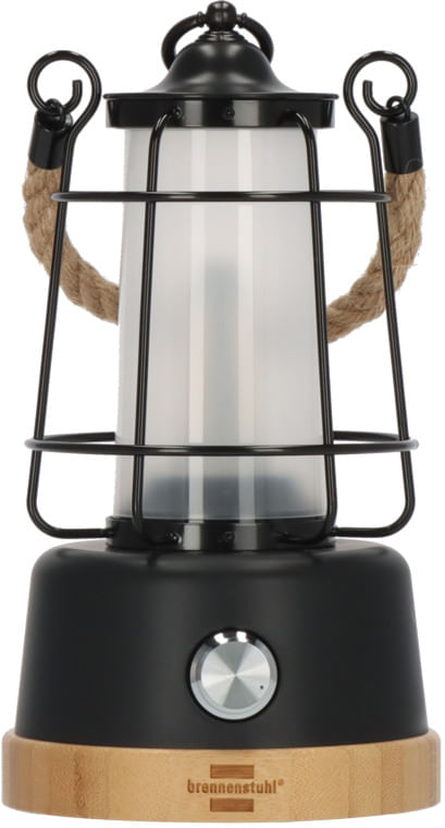 Brennenstuhl Lampada da Campeggio Cal 1 Corda Canapa e Base Bambu' Brennenstuhl CAL 1 Nero, Legno Torcia a mano LED