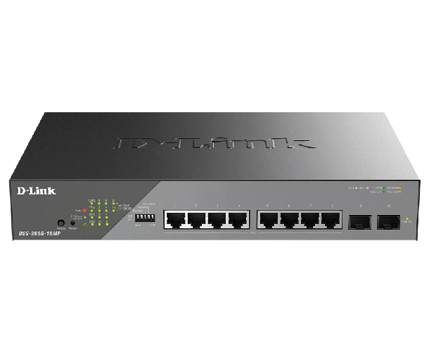 D-Link DSS-200G-10MP/E switch di rete Gestito L2 Gigabit Ethernet (10/100/1000) Supporto Power over Ethernet (PoE D-Link DSS-200G-10MP Switch 8 Porte
