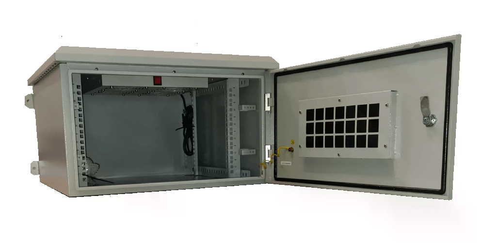 Link Armadio Rack 19 Pollici 12u per Reti da Esterno Classe Protezione Ip55 Misure 600x600x600 Grigio Chiaro con Ventole Filtrate