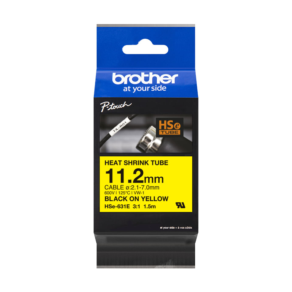 Brother ORIGINALE Brother Nastro Nero su giallo HSe-631E Brother HSE-631E nastro per etichettatrice