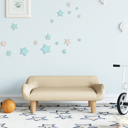 vidaXL Divano per Bambini Crema 70x40x24 cm in Tessuto