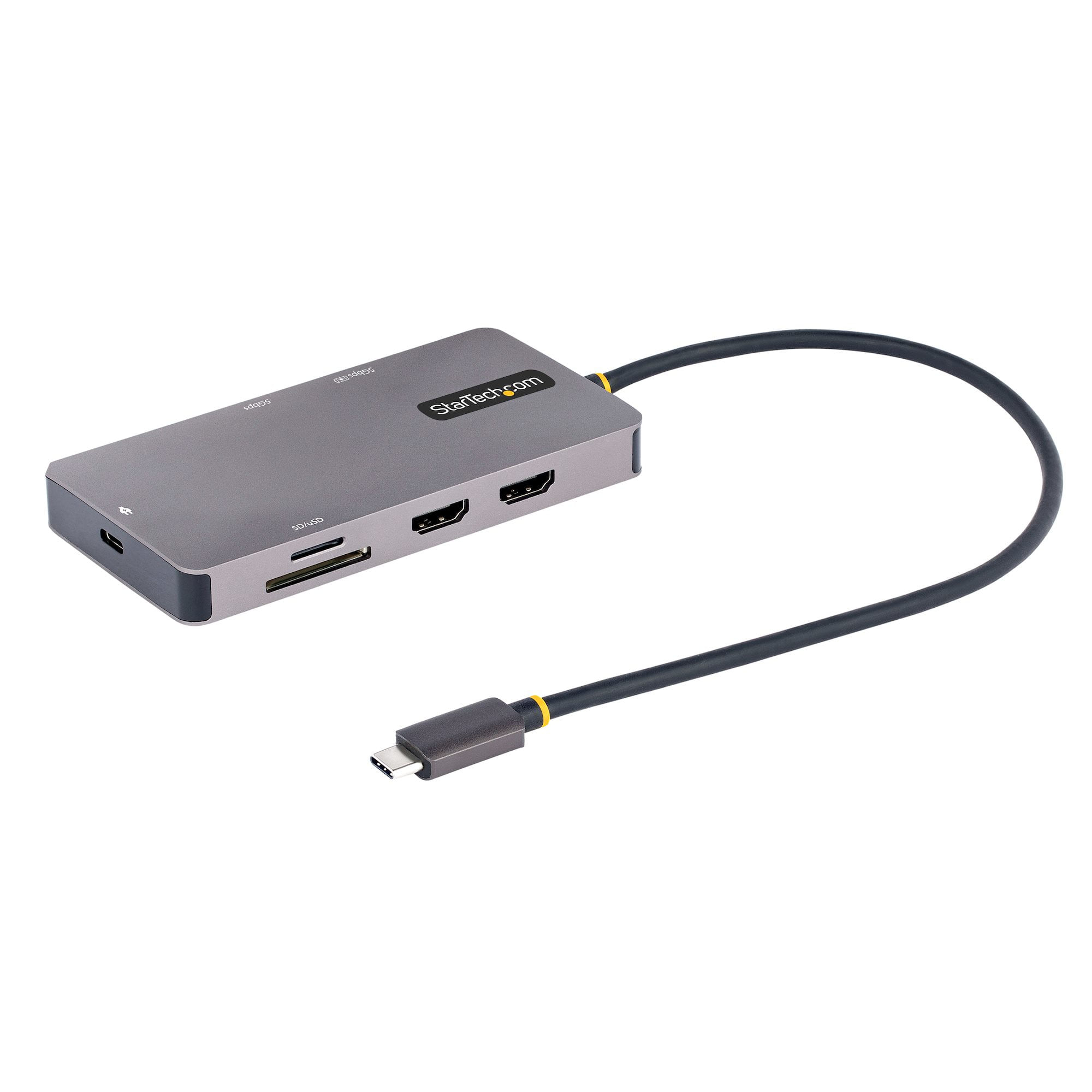 StarTech.com Adattatore USB C Multiporta, Doppio HDMI 4K 60Hz, Hub USB A 5Gbps a 2 porte, 100W Power Delivery Pass
