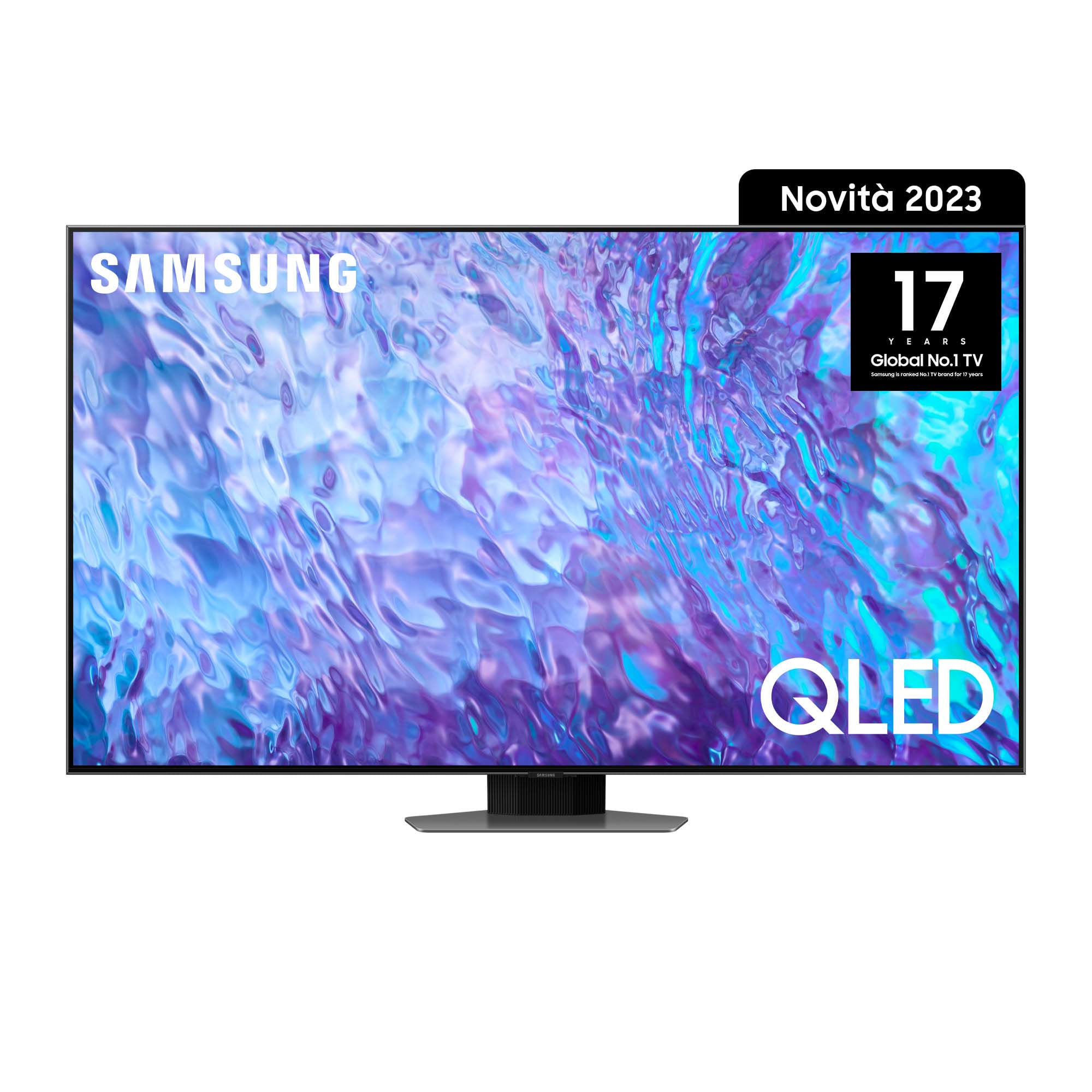 Samsung Series 8 TV QE55Q80CATXZT QLED 4K, Smart TV 55" Processore Neural Quantum 4K, Dolby Atmos e OTS Lite, Carbon Silver 2023