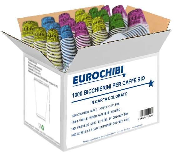 EUROCHIBI 1000 BICCHIERINI PER CAFFÈ BIO IN CARTA COLORATO