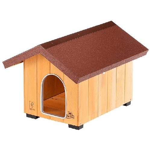 Ferplast Cuccia Cane da Esterno DOMUS MINI in Legno FSC, Piedini Isolanti in Plastica, Porta con Antimorso in Alluminio