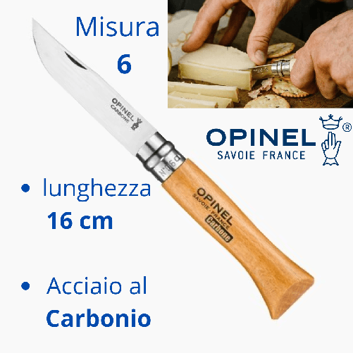 Coltello a serramanico Opinel No6 Acciaio al carbonio legno di faggio 7 cm