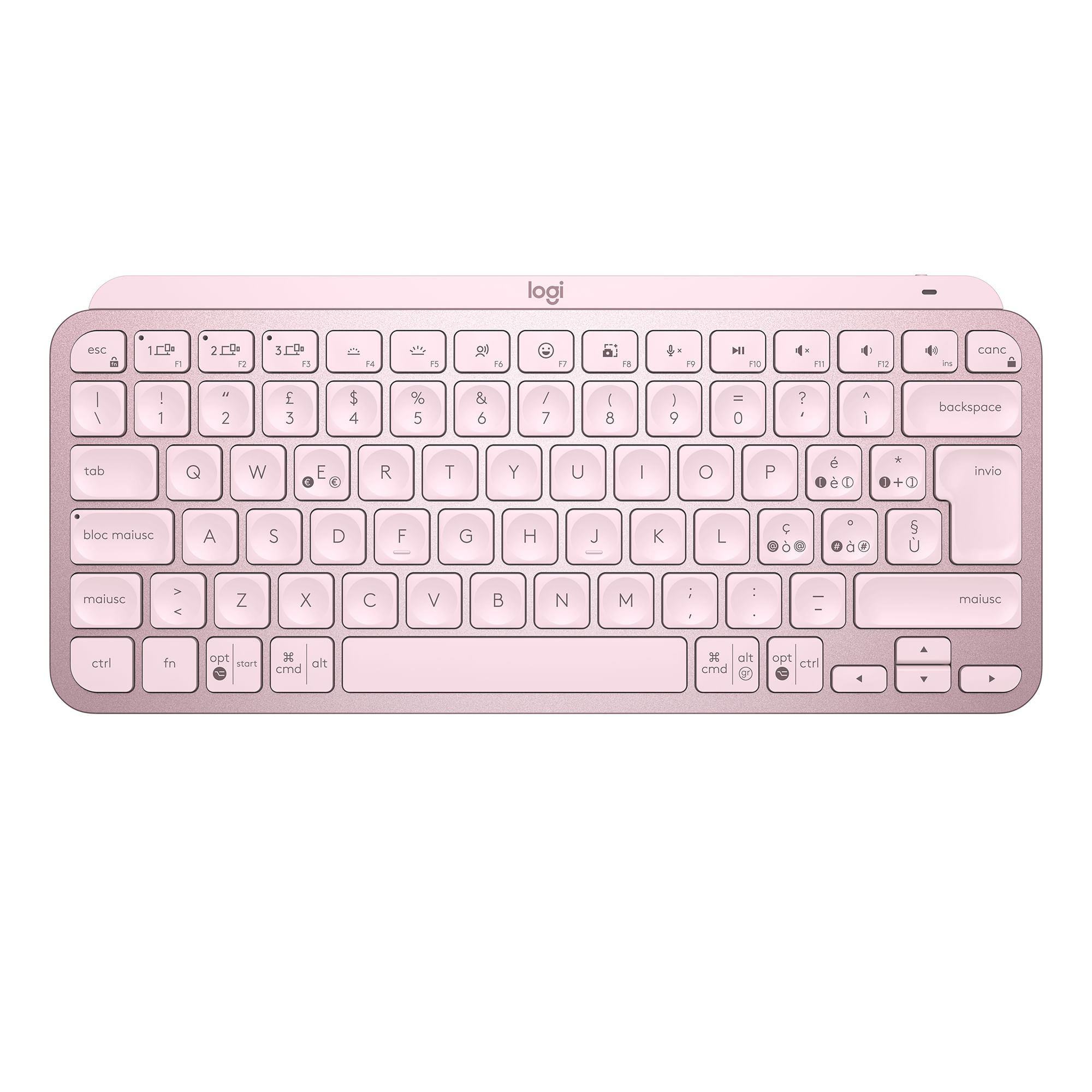 Logitech MX Keys Mini Tastiera Illuminata Wireless, Minimal, Compatta, Bluetooth, Retroilluminata, USB-C, Compatibile con Apple macOS, iOS, Windows, L