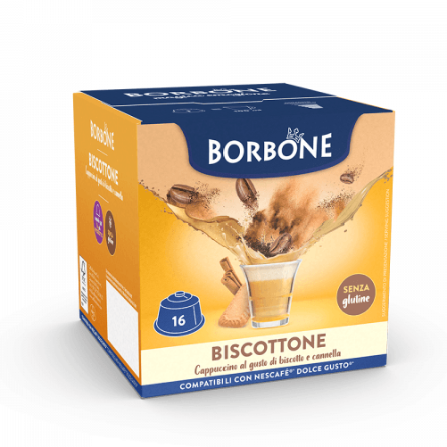 CAPPUCCINO BISCOTTO E CANNELLA CAFFÈ BORBONE BISCOTTONE - 16 CAPSULE COMPATIBILI DOLCE GUSTO da 14g
