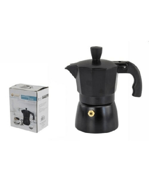 Trade Shop Traesio-caffettiera Moka Macchinetta Caffè Espresso Nera Opaca Misura 6 Tazze -