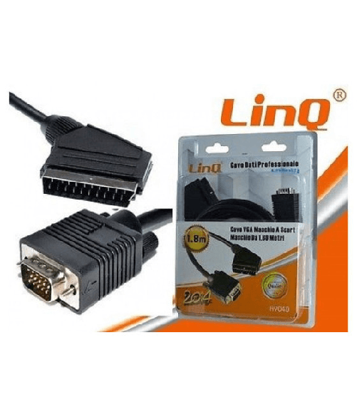 Cavo Dati Da Vga Maschio A Scart Maschio Da 1,8m 1.8 Metri Linq A9040 -