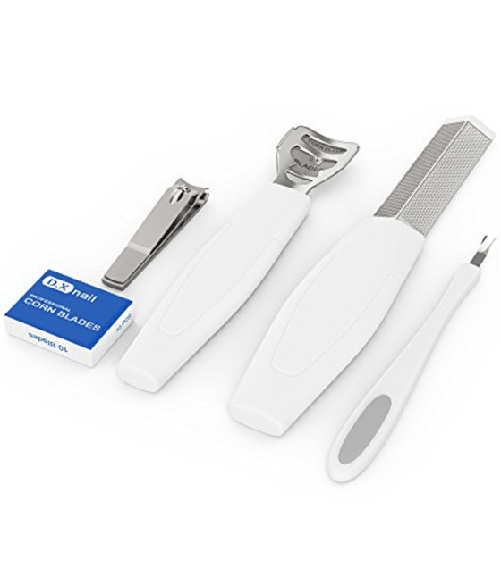Trade Shop Traesio-set Kit Per Pedicure 4 In 1 Lima Abrasiva Rimuovi Calli Raspa Credo Tagliaunghie -