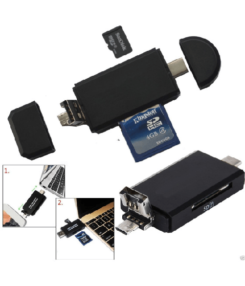 Trade Shop Traesio-tipo-c Adattatore Otg Micro Usb Usb 2.0 Sd Micro Sd Card Reader Pc Smartphone -