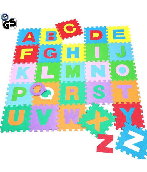 Trade Shop Traesio-tappeto Puzzle Per Bambini Set 36 Pezzi Gioco Tappetino Lettere Alfabeto Gomma -