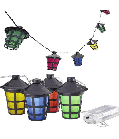 Trade Shop Traesio-catena Luminosa A Batterie 10 Lampioncini A Led Per Uso Interno Ed Esterno Party -