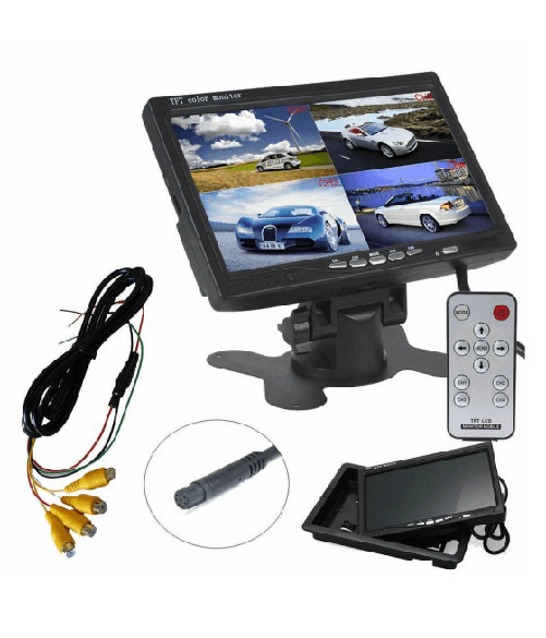 Trade Shop Traesio-monitor Lcd 7'' Telecamera Tv Televisore Retromarcia 4 Ingressi Video Sorveglianza -