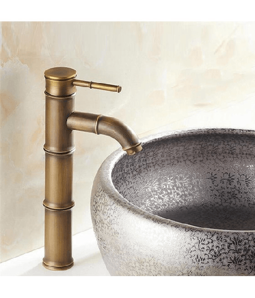 Cleafe-bagno Lavandino Lavabo Miscelatore Rubinetto Ottone Antico Bamboo Alto -