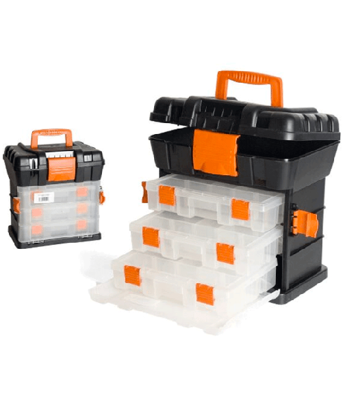Trade Shop Traesio-cassetta Porta Attrezzi Porta Utensili In Plastica Con Cassetti 27x18x26,5cm -