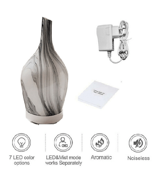 Trade Shop Traesio-diffusore Oli Vetro Cromoterapia Aromaterapia Umidificatore Bianco E Nero 03 Led -