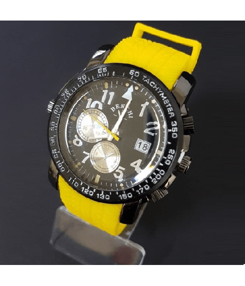 Trade Shop Traesio-orologio Da Polso Benchi D9652a Uomo Analogico Quarzo Sportivo Casual Giallo -