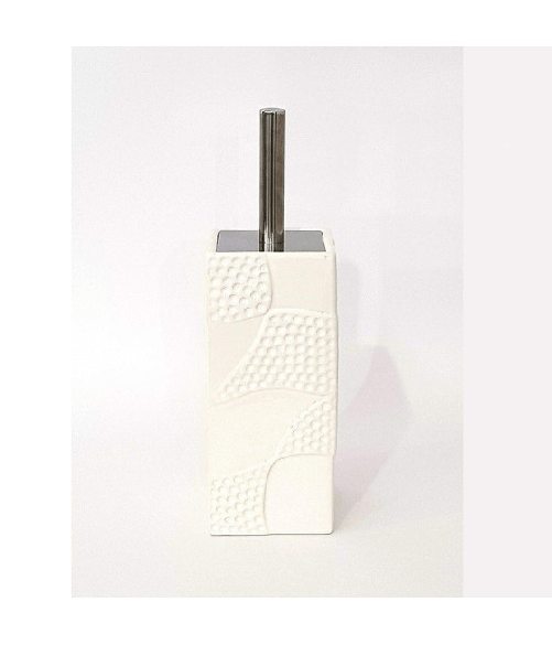 Portascopino In Ceramica Bianco Mosaico Rilievo 011 Spazzola Scopettino Bagno -
