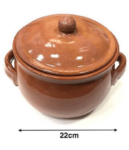 Trade Shop Traesio-pentola Tegame In Terracotta Bombata Con Manici E Coperchio Da Forno Cottura 22 -