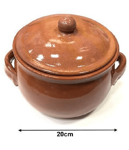Trade Shop Traesio-pentola Tegame In Terracotta Bombata Con Manici E Coperchio Da Forno Cottura 20 -