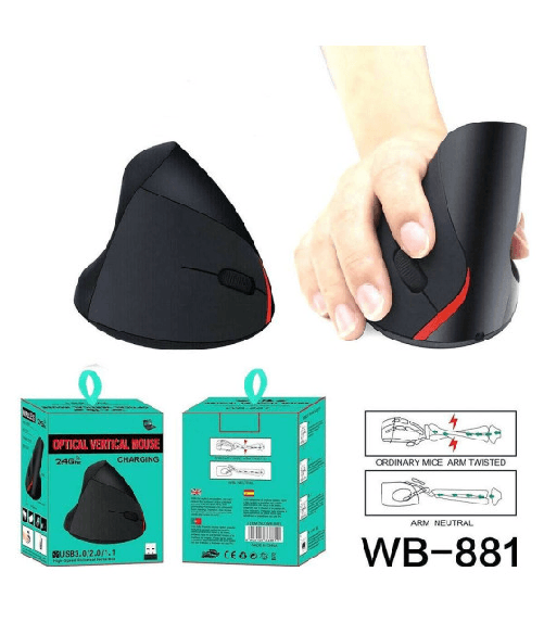 Mouse Verticale Wireless Ergonomico Polso Gomito Tennista Tunnel Carpale 6 Tasti -