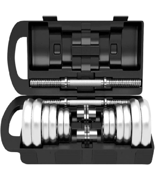 Trade Shop Traesio-set Manubri Regolabili Dumbbell 50kg In Valigetta Con Dischi In Acciaio Palestra -