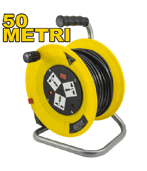 Trade Shop Traesio-prolunga Avvolgicavo Elettrico Presa Schuko 3 Prese Cavo 50 Mt Metri Rcr-50 -