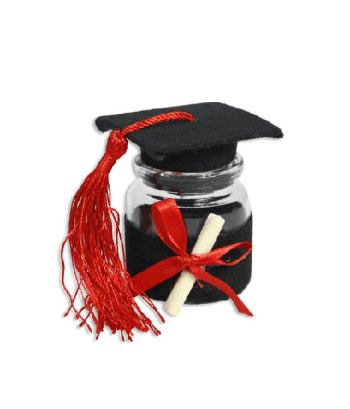 Trade Shop Traesio-set 12 Portaconfetti Bomboniera Laurea Ampolla Con Tappo Forma Di Tocco Nero -