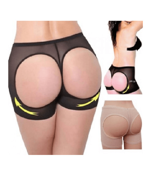 Trade Shop Traesio-pantaloncini Culotte Lingerie Contenitiva Alza Glutei Modellante Nero Vita Alta - L-xl