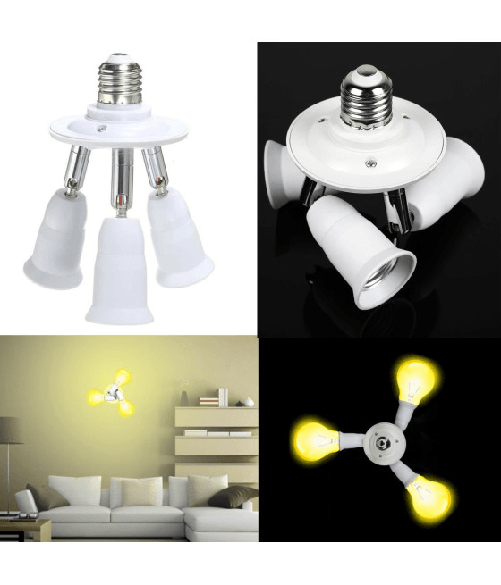 Trade Shop Traesio-portalampada Sdoppiatore E27 Adattatore Con 3 Ingressi Attacco Lampadina 3 In 1 -