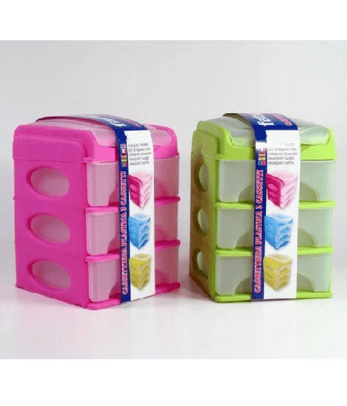 Trade Shop Traesio-cassettiera Plastica 3 Cassetti Colorata Multiuso Plastica Minuteria Cotone -