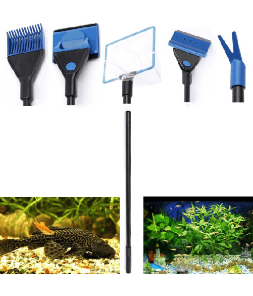 Trade Shop Traesio-spazzola Raschietto Con Spugna Per Pulizia Acquario Rete Forchetta Ghiaia -