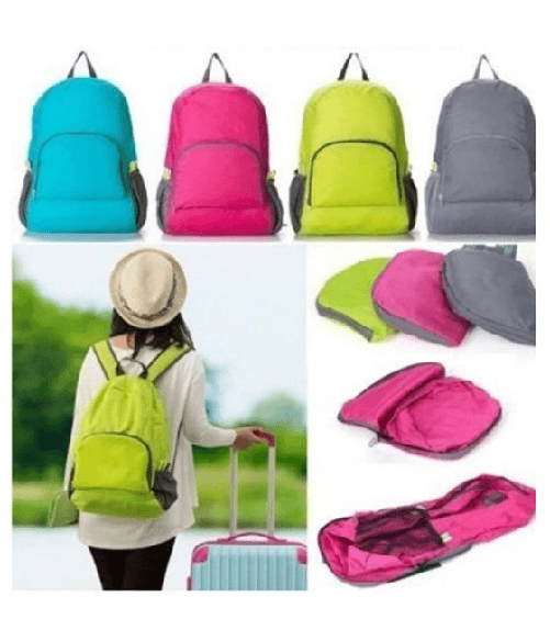Trade Shop Traesio-zaino Zainetto Portatile Da Viaggio Doppia Tasca Zip Richiudibile Portaoggetti -