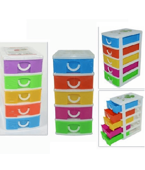 Trade Shop Traesio-cassettiera In Plastica A 5 Cassetti Contenitori 18,5x13x9 Colorata Portaoggetti -