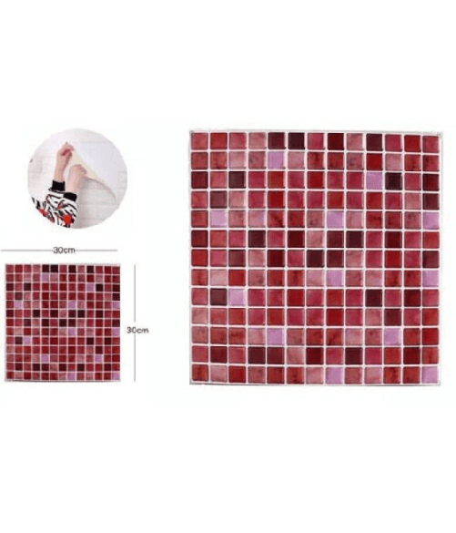 Trade Shop Traesio-set 5 Pannelli Muro 3d Adesivo Parete Piastrelle Mattonelle Rosa Pannello 64389 -