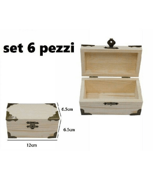 Set 6 Scatole Box Astuccio In Legno Decoupage Portagioie Cofanetto 53373a -