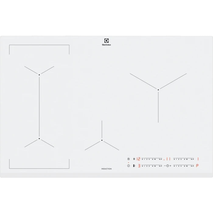 Electrolux EIL83443BW Serie 600 Bridge Piano Cottura a Induzione 4 Zone 80 cm Comandi Slider Touch Bianco Electrolux EIL83443BW Bianco Da incasso 78 c