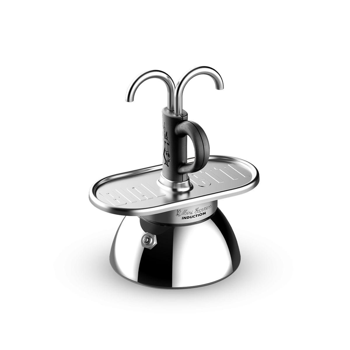 Bialetti Mini Express Induction Caffettiera Alluminio-Nero 2 Tazze Bialetti 0007310 caffettiera manuale Moka Argento