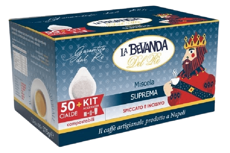 CAFFÈ LA BEVANDA DEL RÈ - MISCELA SUPREMA - Kit 50 CIALDE ESE44 da 7.5g + ACCESSORI