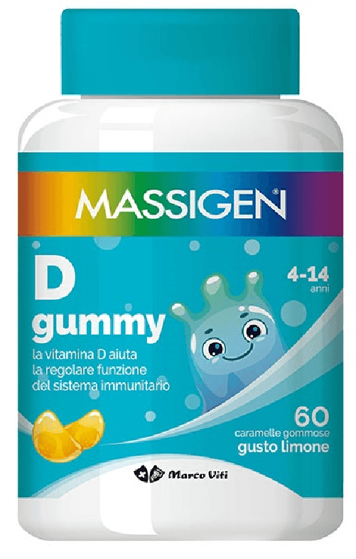 MASSIGEN D GUMMY VITAMINA D 60 CARAMELLE AL GUSTO DI LIMONE Dai 4 ai 14 anni