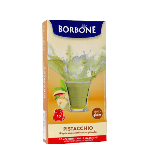 CIOCCOLATA BIANCA E PISTACCHIO CAFFÈ BORBONE PISTACCHIO - 10 CAPSULE COMPATIBILI NESPRESSO da 7g